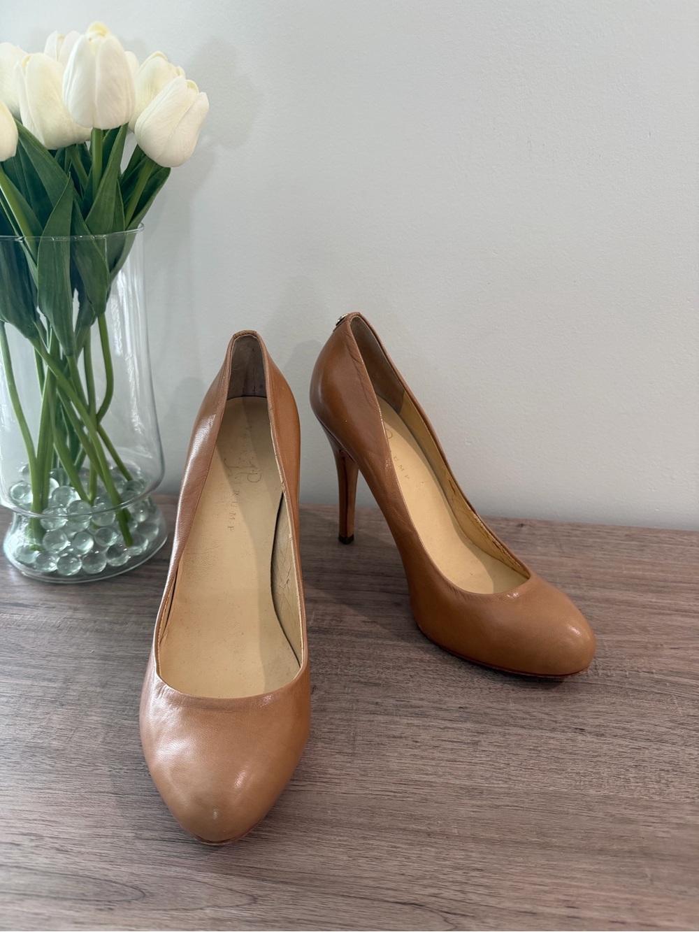 Classic Tan Leather High Heel Pumps - Women's Elegant Court Shoes